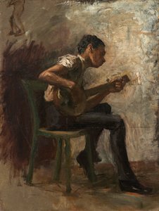Study for black Boy Dancing: The Banjo Player, ca. 1877 (olie på lærred på pap) af Thomas Eakins