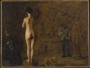William Rush udskærer sin allegoriske figur af Schuylkill-floden af Thomas Eakins