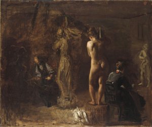 William Rush Carving His Allegorical Figure of the Schuylkill River, 1876 (olie på lærred monteret på kompositionstavle)