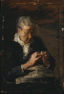 Kvinde, der strikker af Thomas Eakins