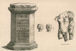 En piedestal og fragment af statuen af Hercules af romersk håndværk af Thomas Fisher Hoxton