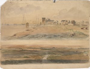 Indianola, Texas og Indianola med Lavaca Point i det fjerne, 16. maj 1852 (akvarel på papir)