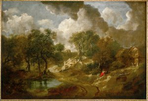 Landskab i Suffolk (maleri på lærred) af Thomas Gainsborough