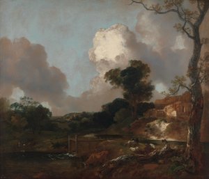 Landskab med vandløb og overløb af Thomas Gainsborough
