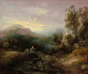 Bjerglandskab med bro, ca. 17831784. af Thomas Gainsborough
