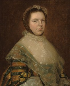 Portræt af Elizabeth Prowse, halvlangt, i en blå og guld kjole af Thomas Gainsborough
