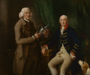 Portræt af William Anne Hollis, 4. jarl af Essex, der overrækker en pokal til Thomas Clutterbuck fra Watford, ca. 1784-1785 (Olie på lærred) af Thomas Gainsborough