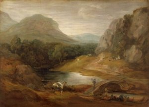 Klippelandskab med en bro af Thomas Gainsborough
