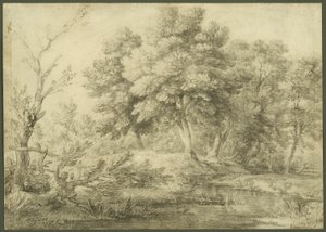 Skovklædt Landskab med Strøm af Thomas Gainsborough