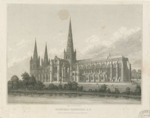 Lichfield Cathedral - South East View: gravering, nd [c 1833] (print) af Thomas George Lomax