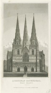 Lichfield Cathedral - West Front: gravering, nd [c 1833] (tryk) af Thomas George Lomax