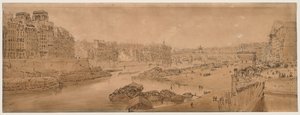 Et udvalg af tyve af de mest maleriske udsigter i Paris: Udsigt over byen med Louvre taget fra Pont Marie af Thomas Girtin