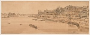 Et udvalg af tyve af de mest maleriske udsigter i Paris: Udsigt over Louvre og Tuilleribroen taget fra Pont Neuf af Thomas Girtin
