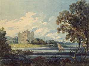 Duff House, Banff, 1794 (akvarel, med nogle udkradsninger, over tegninger i grafit) af Thomas Girtin