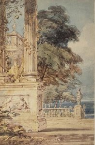 Haveterrasse (akvarel) af Thomas Girtin