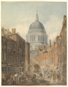 St. Paul’s Cathedral, set fra St. Martin’s-le-Grand af Thomas Girtin