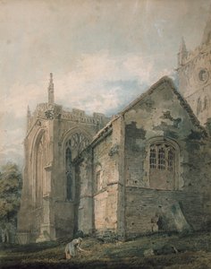 The Ancient Charnel House, Holy Trinity Church, Stratford-upon-Avon (akvarel over indikationer i grafit, rørt med rørpennen) af Thomas Girtin