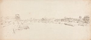 Udsigt over Tuilerierne og broen taget fra Pont de la Concorde af Thomas Girtin