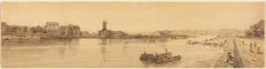 Udsigt over landsbyen Chaillot fra Pont de la Concorde: plansche 17 af Thomas Girtin