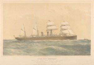 Dampskibet Austral, der tilhører Orient Steam Navigation Company Limited, ca. 1868-74 (farvelitografi) af Thomas Goldsworth Dutton