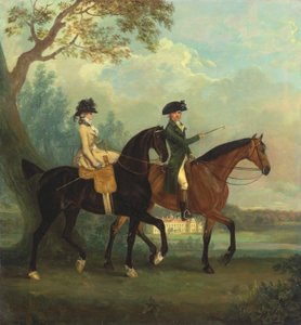 Marcia Pitt og hendes bror George Pitt, senere anden Baron Rivers, Rider i parken ved Stratfield Saye House, Hampshire af Thomas Gooch