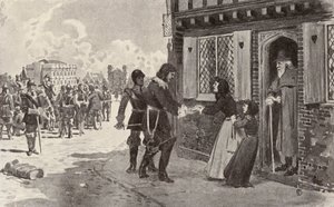 Sir Richard Fanshawe som fange ved Charing Cross (litografi) af Thomas Hamilton Crawford