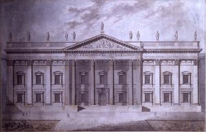 Projekt for et senathus, London (pen & blæk og akvarel på papir) af Thomas Hardwick