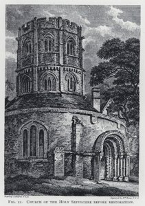 Den Hellige Gravs Kirke før restaurering (gravering) af Thomas Hearne