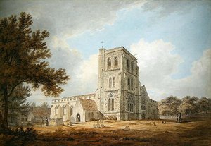 The Parish Church of St Martin, Herne, Kent (blyant og akvarel på papir)