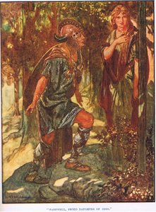 Farvel, Odins stolte datter (litografi) af Thomas Heath Robinson