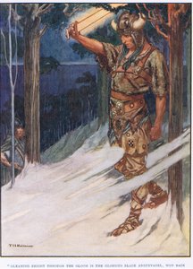 Skinner hvidt gennem mørket (litografi) af Thomas Heath Robinson
