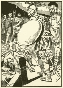 Horatius ved broen (kobberstik) af Thomas Heath Robinson