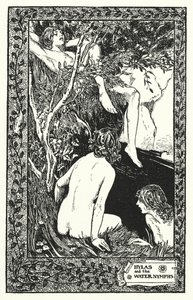 Hylas og vandnymferne (litografi) af Thomas Heath Robinson