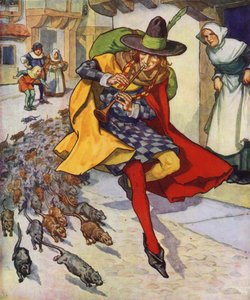 Illustration til Rottefængeren fra Hameln (farvelitografi) af Thomas Heath Robinson