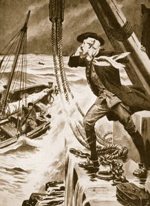 John Smeaton arbejder på sit Eddystone-fyrtårn (litografi)