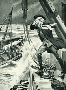 John Smeaton arbejder på sit fyrtårn (litografi)