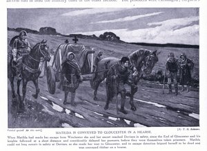 Matilda kørt til Gloucester i en rustvogn (litografi) af Thomas Heath Robinson