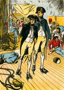 Nelson på "Victory" ved Trafalgar (farvelitografi) af Thomas Heath Robinson