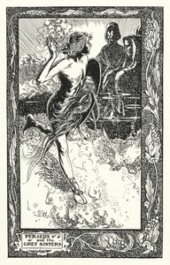 Perseus og de grå søstre (litografi) af Thomas Heath Robinson