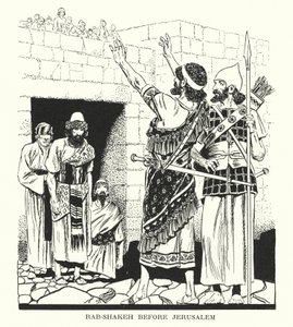 Rab-Shakeh foran Jerusalem (litografi) af Thomas Heath Robinson