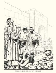 Saul ved steningen af Stefanus (litografi) af Thomas Heath Robinson