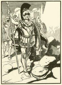 Grækerne uden for Troja (kobberstik) af Thomas Heath Robinson