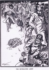 Den tilbagetrækkende hær (farvelitografi) af Thomas Heath Robinson