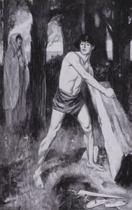 Theseus løftede den og rullede den rundt (litografi) af Thomas Heath Robinson
