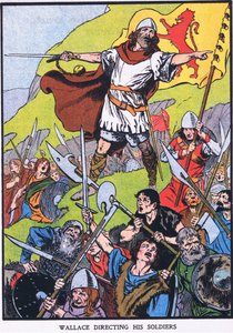 Wallace dirigerer sine soldater (farvelitografi) af Thomas Heath Robinson