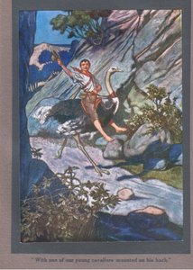 Med en af vores unge kavalerer på ryggen (farvelitografi) af Thomas Heath Robinson