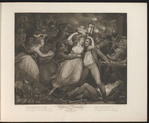 Dissolut stuepige, der morer sig på en pub Plade 7. The Wanton svælger med sine ledsagere (titel på objekt) Dyd og udskejelser (serietitel) Diligence & Dissipation (serietitel på objekt)