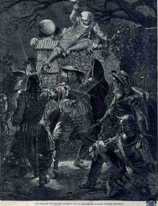 The Outrage Upon Sir John Coventry (d.1682), 21. december 1670 (gravering) af Thomas Herbert (after) Maguire