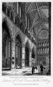 Interiør af Poets Corner, Westminster Abbey, London, 1817.