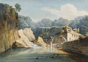 Aberdulais Mill (akvarel og blyant på papir)